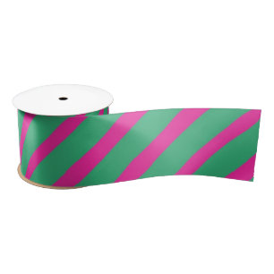 Rosa und grün gestreift Minimalistisches Vintages  Satinband