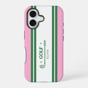 Rosa und grün gestreift personalisiertes Retro-Ges iPhone 16 Hülle