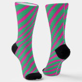 Rosa und grün gestreifte Retro Cool Classic für si Socken (Gewinkelt)