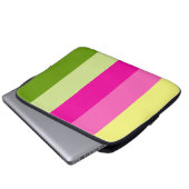 Rosa und grün gestreifter Block Notebookgehäuse Laptopschutzhülle (Vorne Knopf)