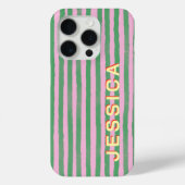 Rosa und grün gestreifter Handynummern-Schutz Case-Mate iPhone Hülle (Rückseite)