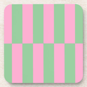 Rosa und grün gestreiftes geometrisches Muster Getränkeuntersetzer