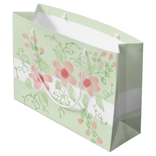 Rosa und Grün Große Geschenktüte (Rückseite Schrägansicht)