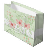 Rosa und Grün Große Geschenktüte (Vorderseite Schrägansicht)