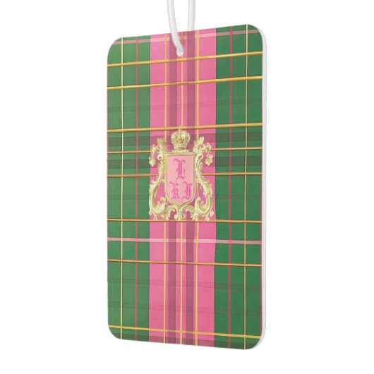 Rosa und grün Kariert Autolufterfrischer (Links)