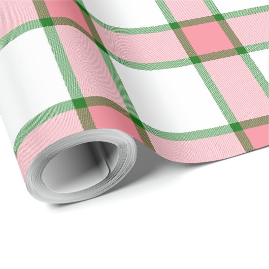 Rosa und grün Kariert Geschenkpapier (Rolleneckpunkt)