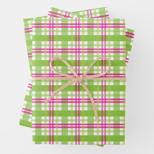 Rosa und grün Kariert Geschenkpapier Set (Beispiel)