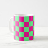 Rosa und grün kariertes Druckmuster Kaffeetasse (Vorderseite Links)