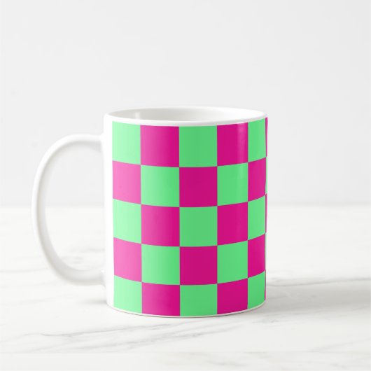 Rosa und grün kariertes Druckmuster Kaffeetasse (Links)