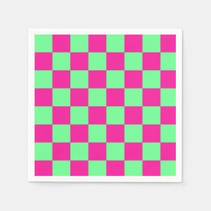 Rosa und grün kariertes Druckmuster Serviette