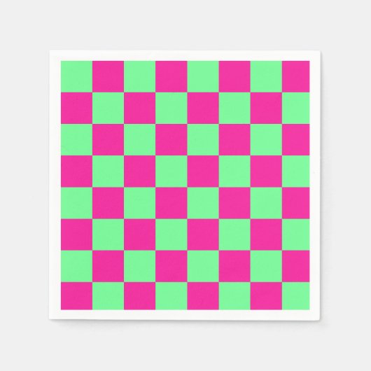 Rosa und grün kariertes Druckmuster Serviette (Vorderseite)