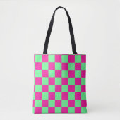 Rosa und grün kariertes Druckmuster Tasche (Vorderseite)