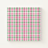 Rosa und grün kariertes Monogramm im Prepper-Stil Notizblock (Rückseite)
