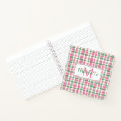 Rosa und grün kariertes Monogramm im Prepper-Stil Notizblock (Innenseite)