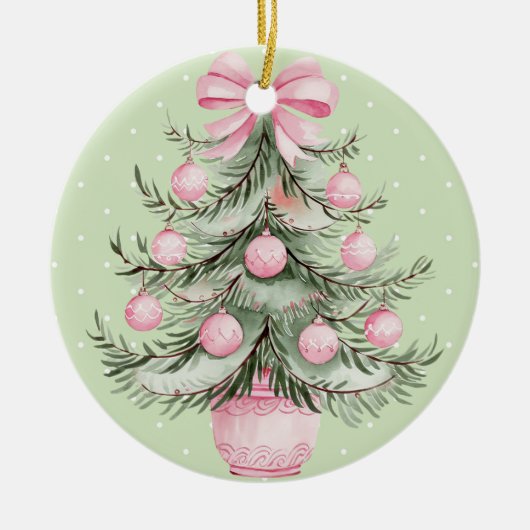 Rosa und Grün Keramik Ornament (Vorne)