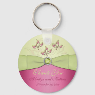 Rosa-und Grün-mit Monogramm mit Schlüsselanhänger