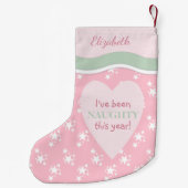 Rosa und grün mit Sternen und Namen Kleiner Weihnachtsstrumpf (Rückseite)