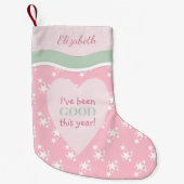 Rosa und grün mit Sternen und Namen Kleiner Weihnachtsstrumpf (Vorderseite)