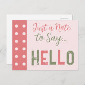Rosa und grün nur eine Anmerkung zu sagen hallo Postkarte (Vorne/Hinten)