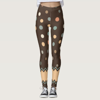 Rosa-und Grün-PastellTupfen auf Brown Leggings