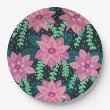 Rosa und grüne Abstrakte Blumendrucke