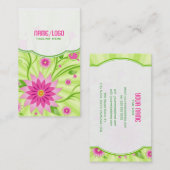 Rosa und grüne Abstrakte Blumenmuster Visitenkarte (Vorne/Hinten)