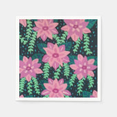Rosa und grüne Abstrakte Blüten Serviette (Vorderseite)