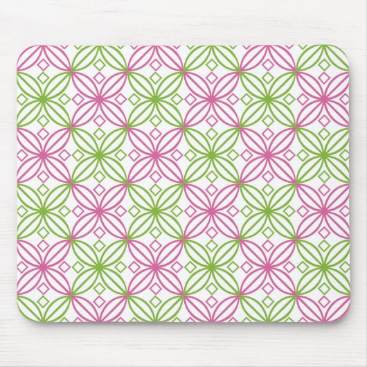 Rosa und grüne abstrakte Kreise Mousepad (Vorne)
