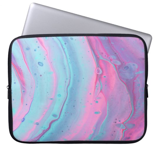 Rosa und grüne abstrakte Kunst Laptopschutzhülle (Vorderseite)