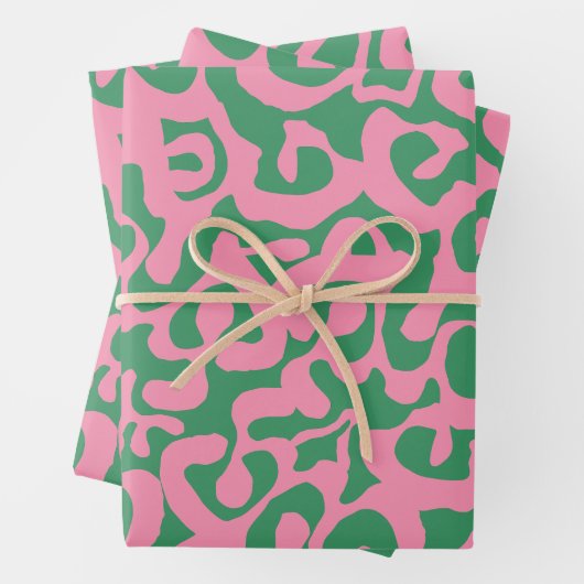 Rosa und grüne Abstrakte Moderne Scala-Mediapatter Geschenkpapier Set (Beispiel)