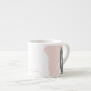 Rosa und grüne abstrakte Pinselstriche Monogramm N Espressotasse