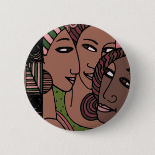 Rosa und grüne Afroamerikaner-Frauen Button