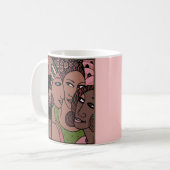 Rosa und grüne Afroamerikaner-Frauen Kaffeetasse (Vorderseite Links)