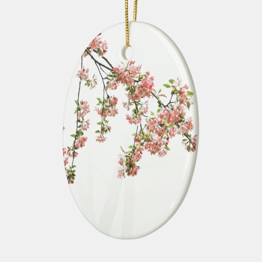 Rosa und grüne Apfelblüten Keramikornament (Links)