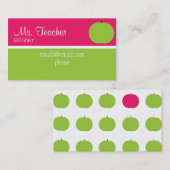 Rosa und grüne Apple-Lehrer-Visitenkarten Visitenkarte (Vorne/Hinten)