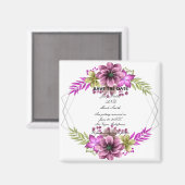 Rosa und grüne Aquarellblumen Save the Date Magnet (Vorderseite/Rückseite)