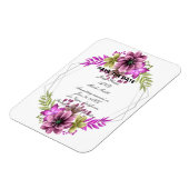Rosa und grüne Aquarellblumen Save the Date Magnet (Linke Seite)