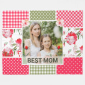 Rosa und grüne Aquarellfarben Blumenmuster-Mama Fleecedecke (Vorderseite (Horizontal))