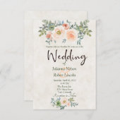 Rosa und grüne Aquarellkirche Einladung zur Hochze (Vorne/Hinten)