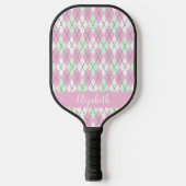 Rosa und grüne Argyle-Vorbereitung mit modernem Na Pickleball Schläger (Vorderseite)