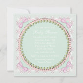 Rosa und grüne Babydusche Einladung (Rückseite)