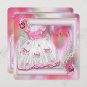 Rosa und grüne Babydusche Einladung (Vorne/Hinten)