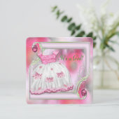 Rosa und grüne Babydusche Einladung (Stehend Vorderseite)