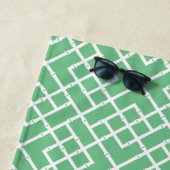 Rosa und grüne Bambus-Gittermuster-Monogramm Strandtuch (Beispiel)