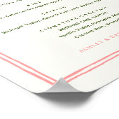 Rosa und grüne Bar zum Hochzeitsgetränk Poster (Ecke)