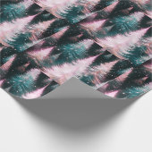 Rosa und grüne Bäume Moderne Weihnachten Geschenkpapier (Ecke)