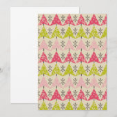 Rosa und grüne Bäume Weihnachten und Feiertag Einladung (Vorne/Hinten)