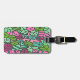 Rosa und grüne Blätter drucken Gepäckanhänger
