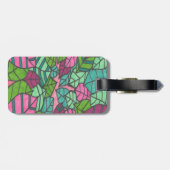 Rosa und grüne Blätter drucken Gepäckanhänger (Rückseite horizontal)