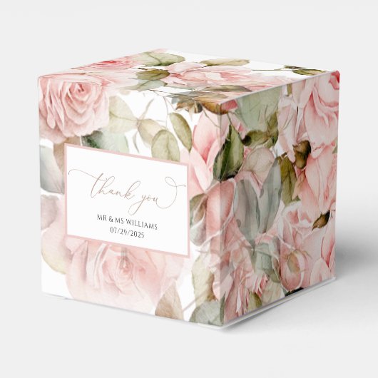 Rosa und Grüne Blätter Hochzeitsgürtel Geschenkschachtel (Rückseite)